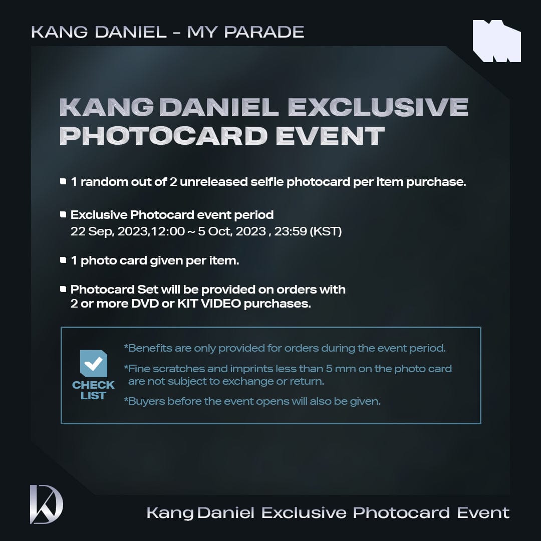 Kang Daniel ALBUM (Exclusive Photocard Event) KANG DANIEL - MY PARADE KiT