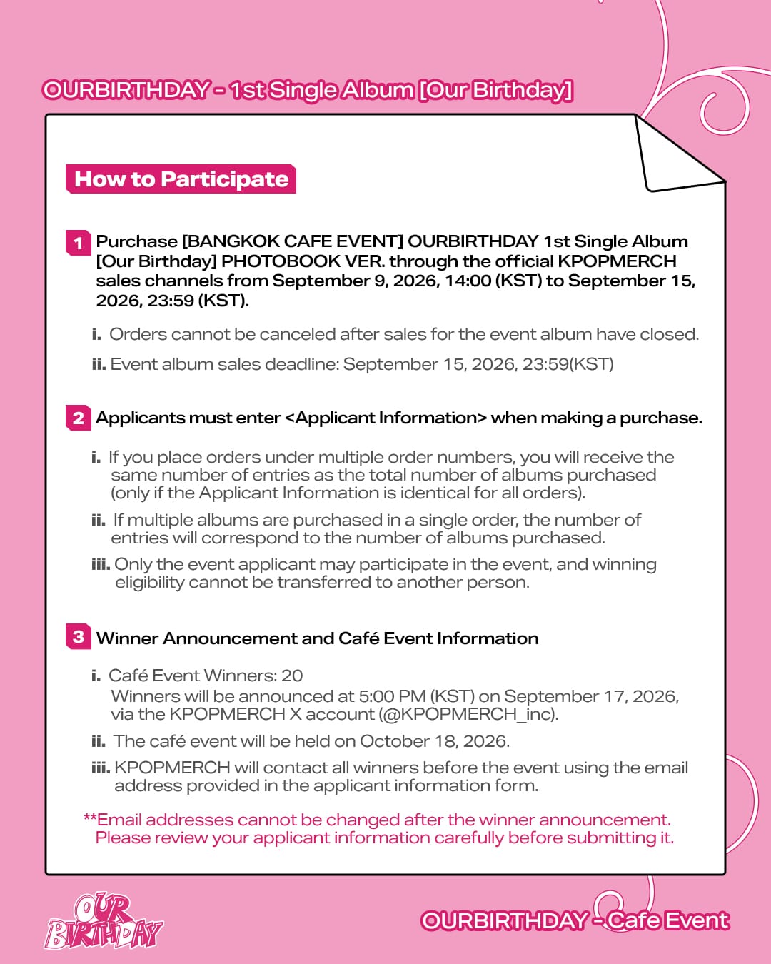 [CAFE EVENT] OURBIRTHDAY 1st Single Album [Our Birthday] PHOTOBOOK VER.