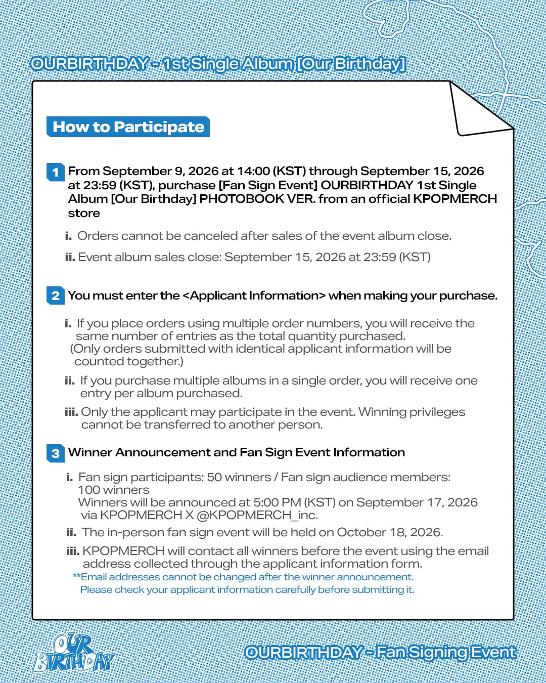 [Fan Sign Event] OURBIRTHDAY 1st Single Album [Our Birthday] PHOTOBOOK VER.