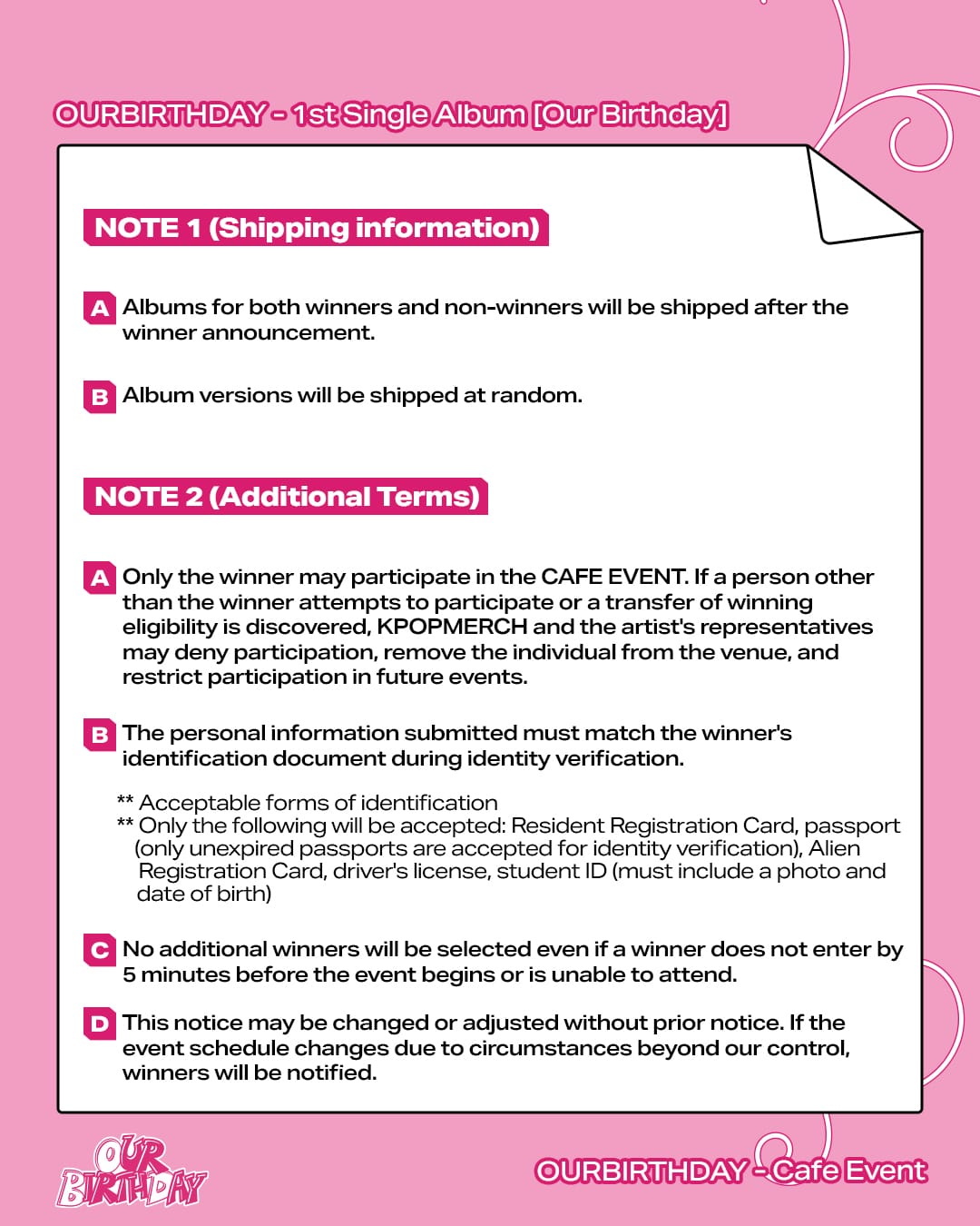 [CAFE EVENT] OURBIRTHDAY 1st Single Album [Our Birthday] PHOTOBOOK VER.