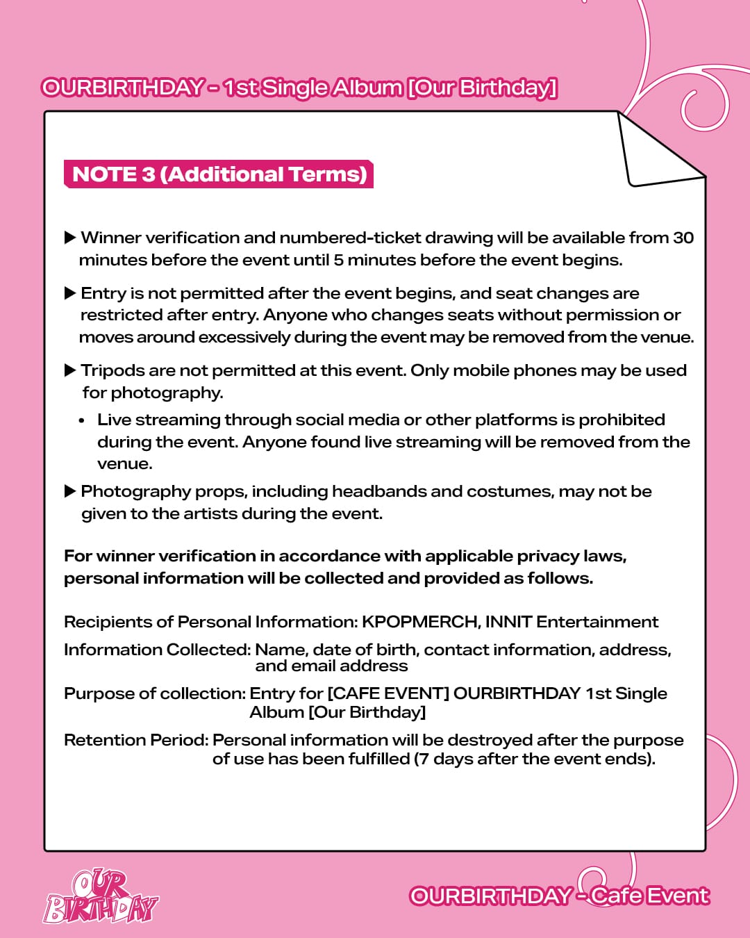 [CAFE EVENT] OURBIRTHDAY 1st Single Album [Our Birthday] PHOTOBOOK VER.