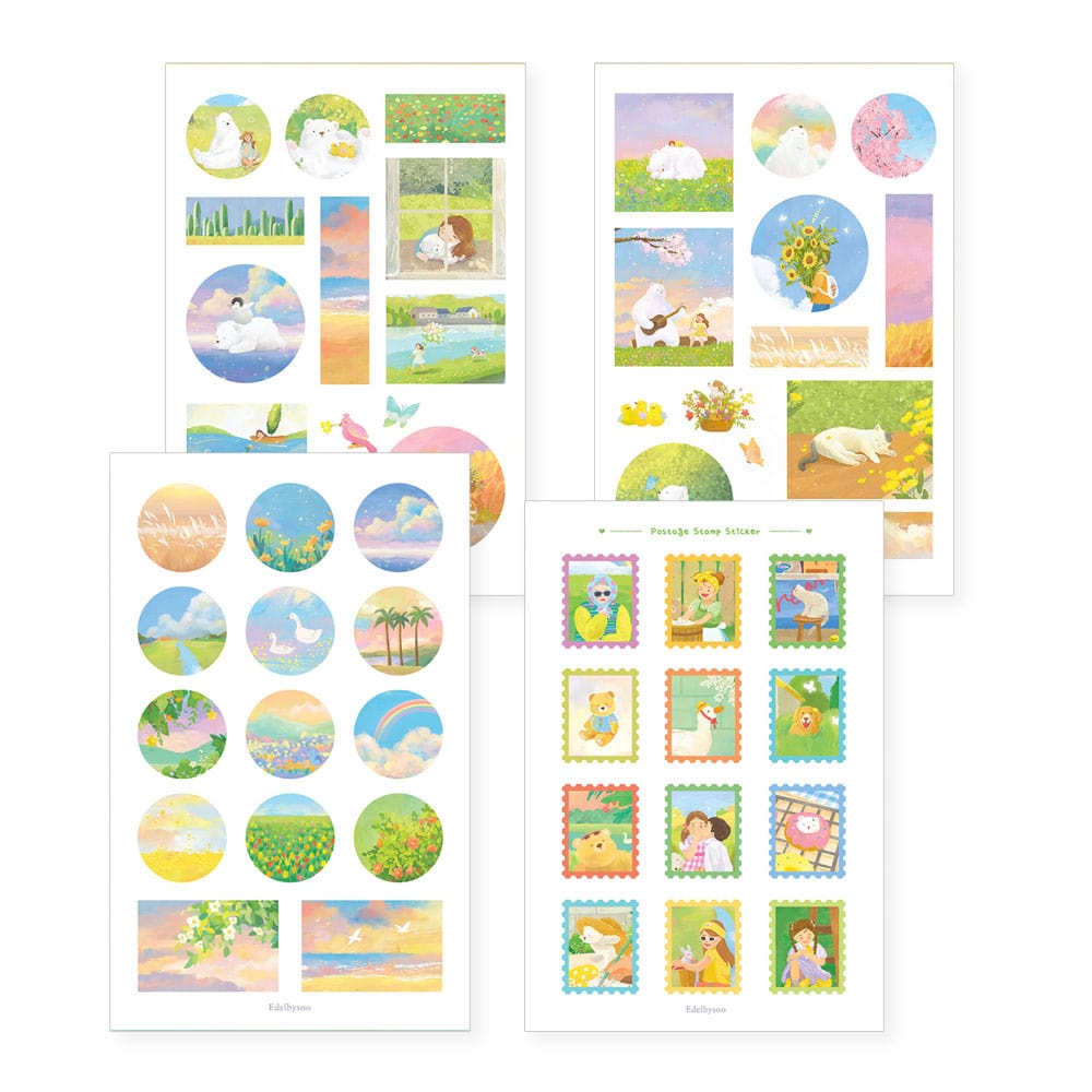 EDEL ARTROOM MD / GOODS [K-Lifestyle] EDEL ARTROOM - Illustration stickers set of 4