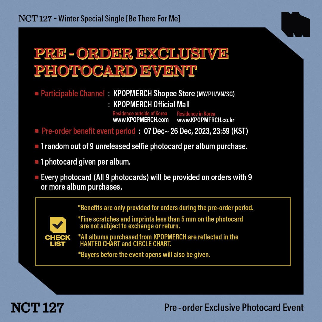 NCT 127 ALBUM [PRE-ORDER EVENT] NCT 127 - Winter Special Single Album [Be There For Me] (127 STEREO Ver.)