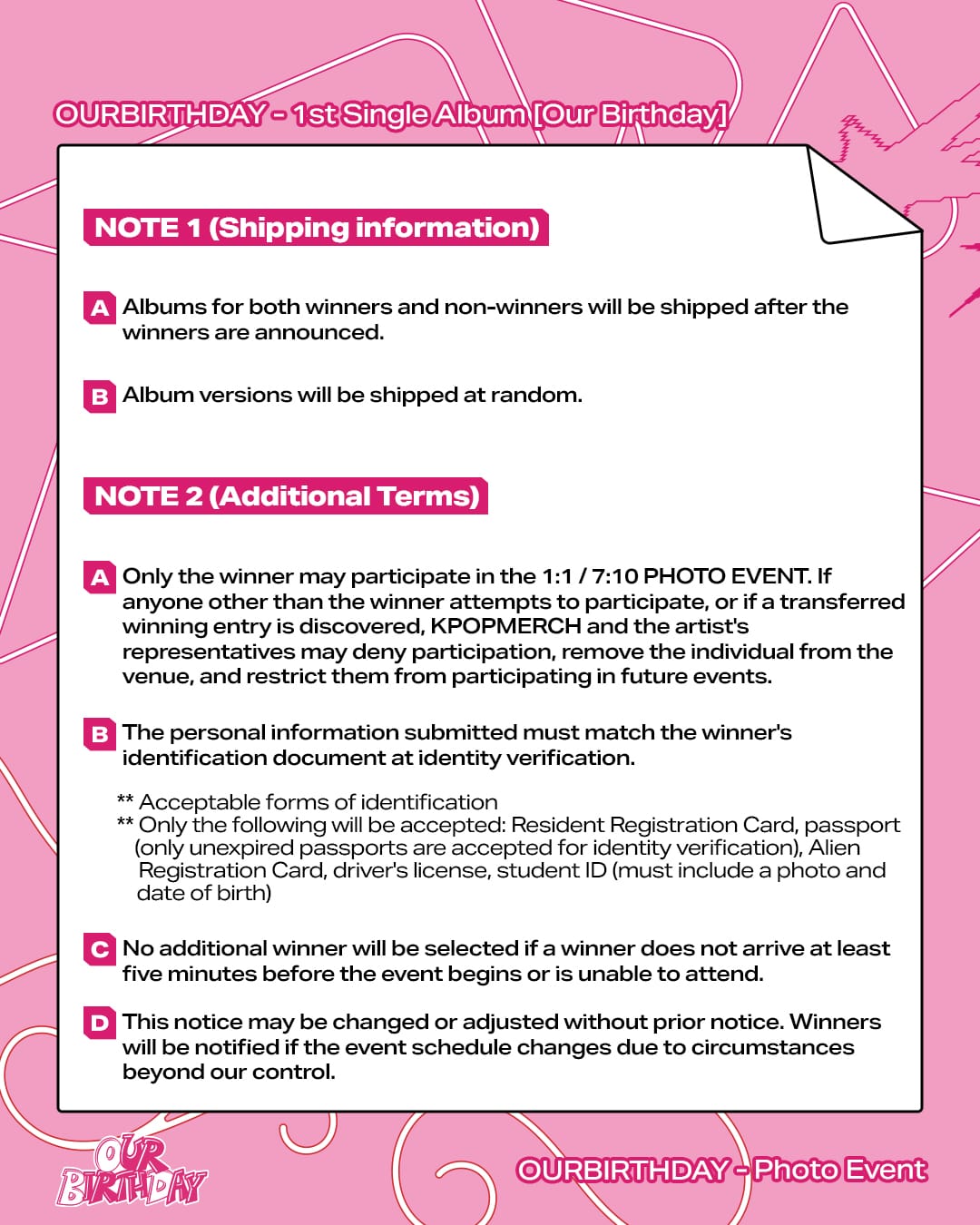 OURBIRTHDAY ALBUM [PHOTO EVENT] OURBIRTHDAY 1st Single Album [Our Birthday] PHOTOBOOK VER.