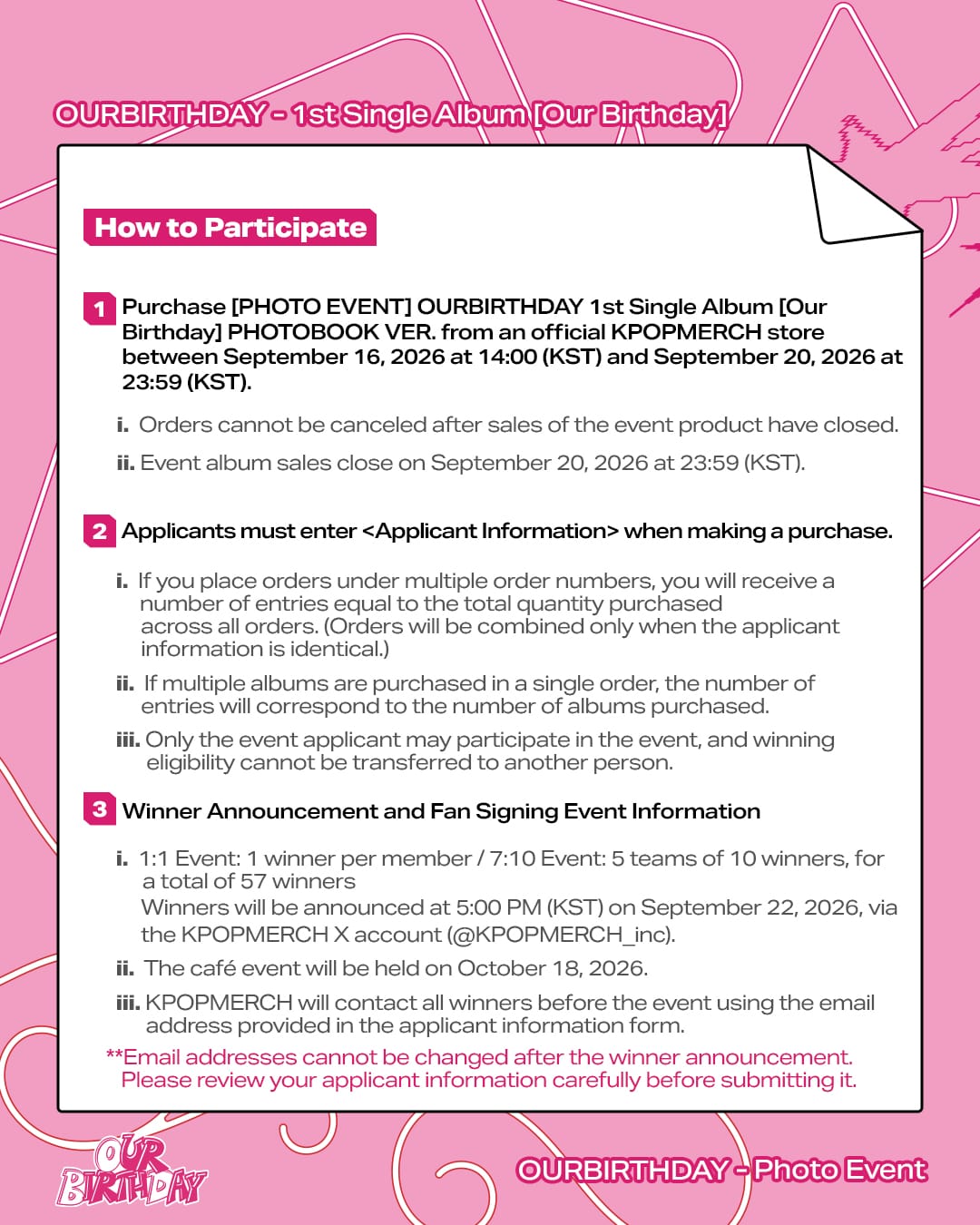 OURBIRTHDAY ALBUM [PHOTO EVENT] OURBIRTHDAY 1st Single Album [Our Birthday] PHOTOBOOK VER.